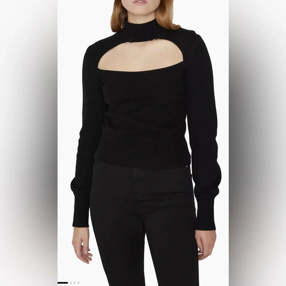 Frame Cut-Out Turtleneck Cashmere Sweater in Black - Size XL - Picture 1 of 8